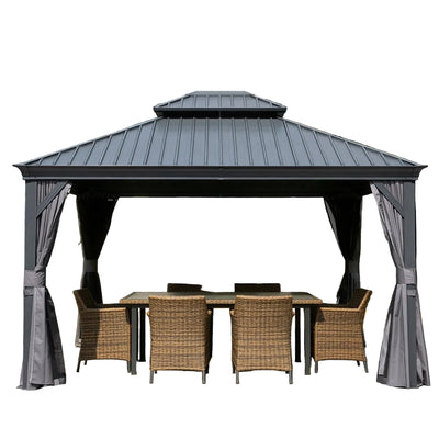 13'X15' Gazebo, Hardtop Gazebo for Patio with Drainage System, Gray