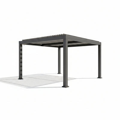 All-Aluminum Louvered Pergola 12 Ft X 24 Ft, Outdoor Pergola with Adjustable Louvered Roof, Reinforced Aluminum Frame, Integrated Drainage System, Hardtop Gazebo for Patio, Deck, Gray