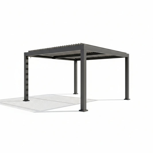 All-Aluminum Louvered Pergola 12 Ft X 24 Ft, Outdoor Pergola with Adjustable Louvered Roof, Reinforced Aluminum Frame, Integrated Drainage System, Hardtop Gazebo for Patio, Deck, Gray